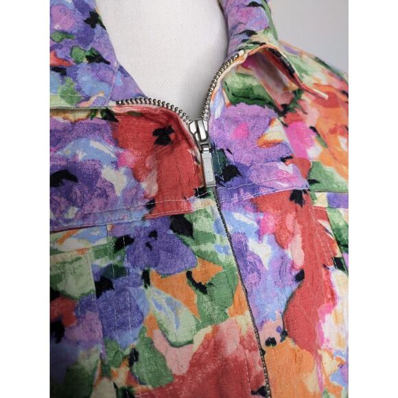 Drapers & Damons Floral Stretch Long Sleeve Collared Jacket Blazer, Womens Large - Picture 7 of 11